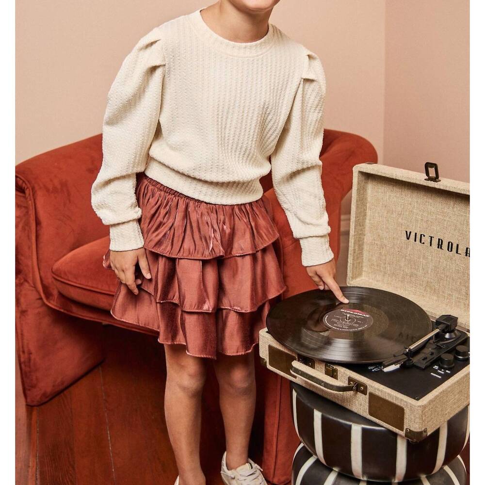 NEW PLEAT girls jane sweatshirt in textured cream